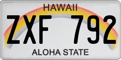 HI license plate ZXF792