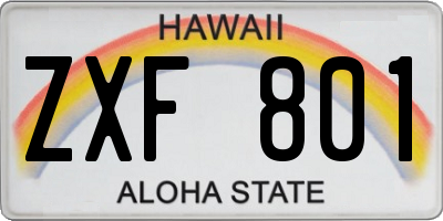 HI license plate ZXF801
