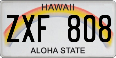 HI license plate ZXF808