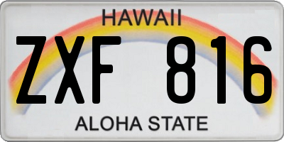 HI license plate ZXF816