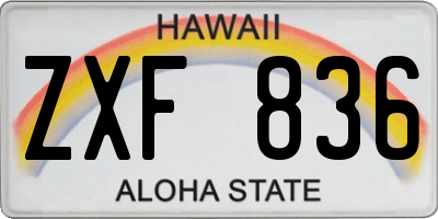 HI license plate ZXF836