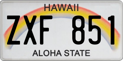 HI license plate ZXF851