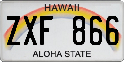 HI license plate ZXF866