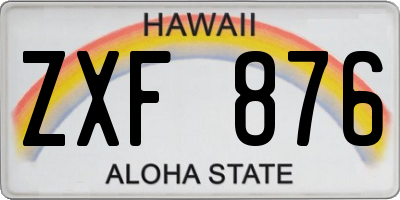 HI license plate ZXF876
