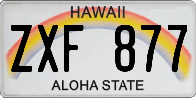 HI license plate ZXF877