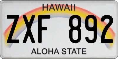 HI license plate ZXF892