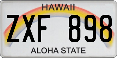 HI license plate ZXF898
