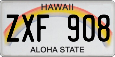 HI license plate ZXF908