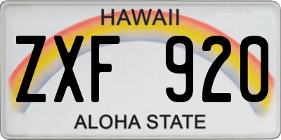 HI license plate ZXF920