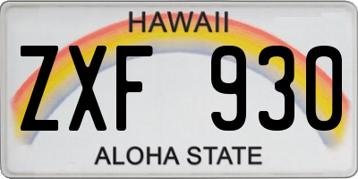HI license plate ZXF930