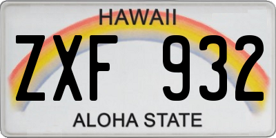 HI license plate ZXF932