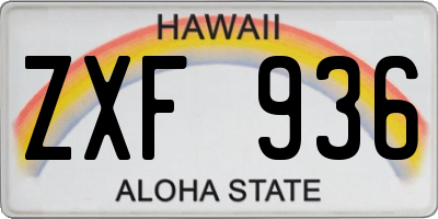 HI license plate ZXF936
