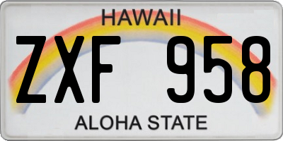 HI license plate ZXF958