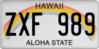 HI license plate ZXF989