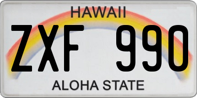 HI license plate ZXF990
