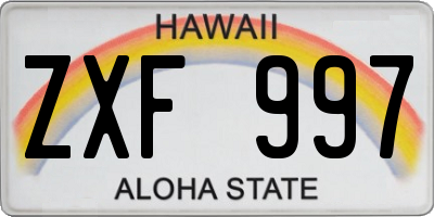 HI license plate ZXF997