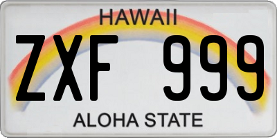 HI license plate ZXF999