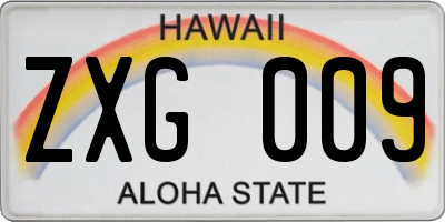 HI license plate ZXG009