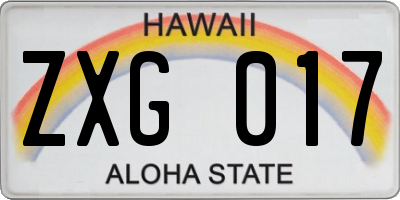 HI license plate ZXG017