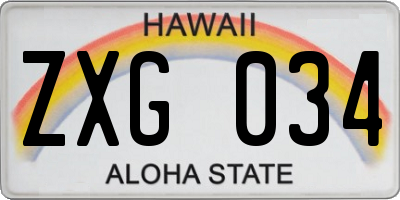 HI license plate ZXG034