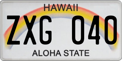 HI license plate ZXG040
