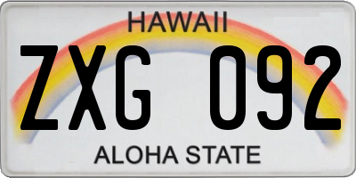 HI license plate ZXG092