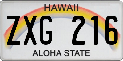 HI license plate ZXG216