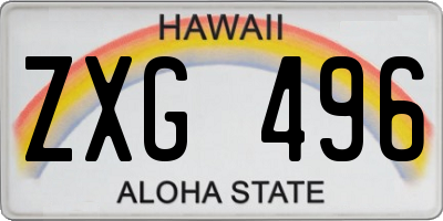 HI license plate ZXG496