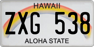HI license plate ZXG538