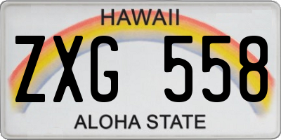 HI license plate ZXG558