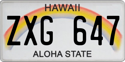 HI license plate ZXG647