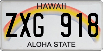 HI license plate ZXG918