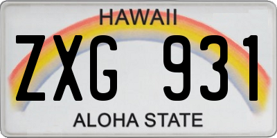 HI license plate ZXG931