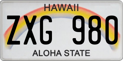 HI license plate ZXG980