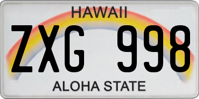 HI license plate ZXG998