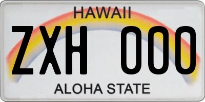 HI license plate ZXH000