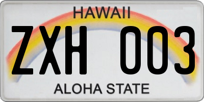 HI license plate ZXH003