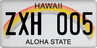 HI license plate ZXH005