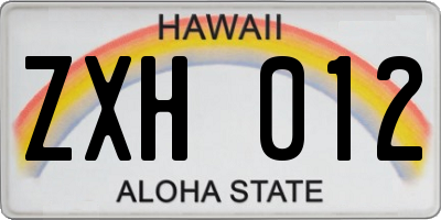 HI license plate ZXH012