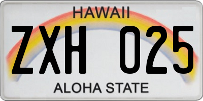 HI license plate ZXH025