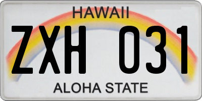 HI license plate ZXH031