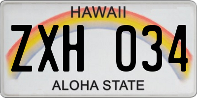 HI license plate ZXH034