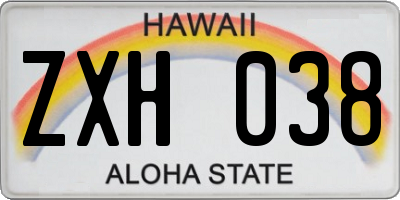 HI license plate ZXH038