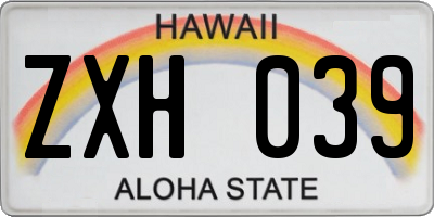 HI license plate ZXH039