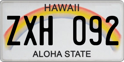 HI license plate ZXH092