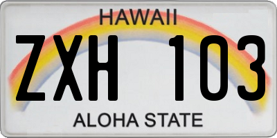 HI license plate ZXH103
