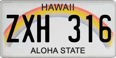 HI license plate ZXH316