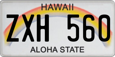 HI license plate ZXH560