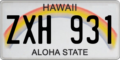HI license plate ZXH931