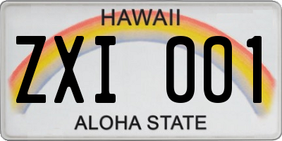 HI license plate ZXI001